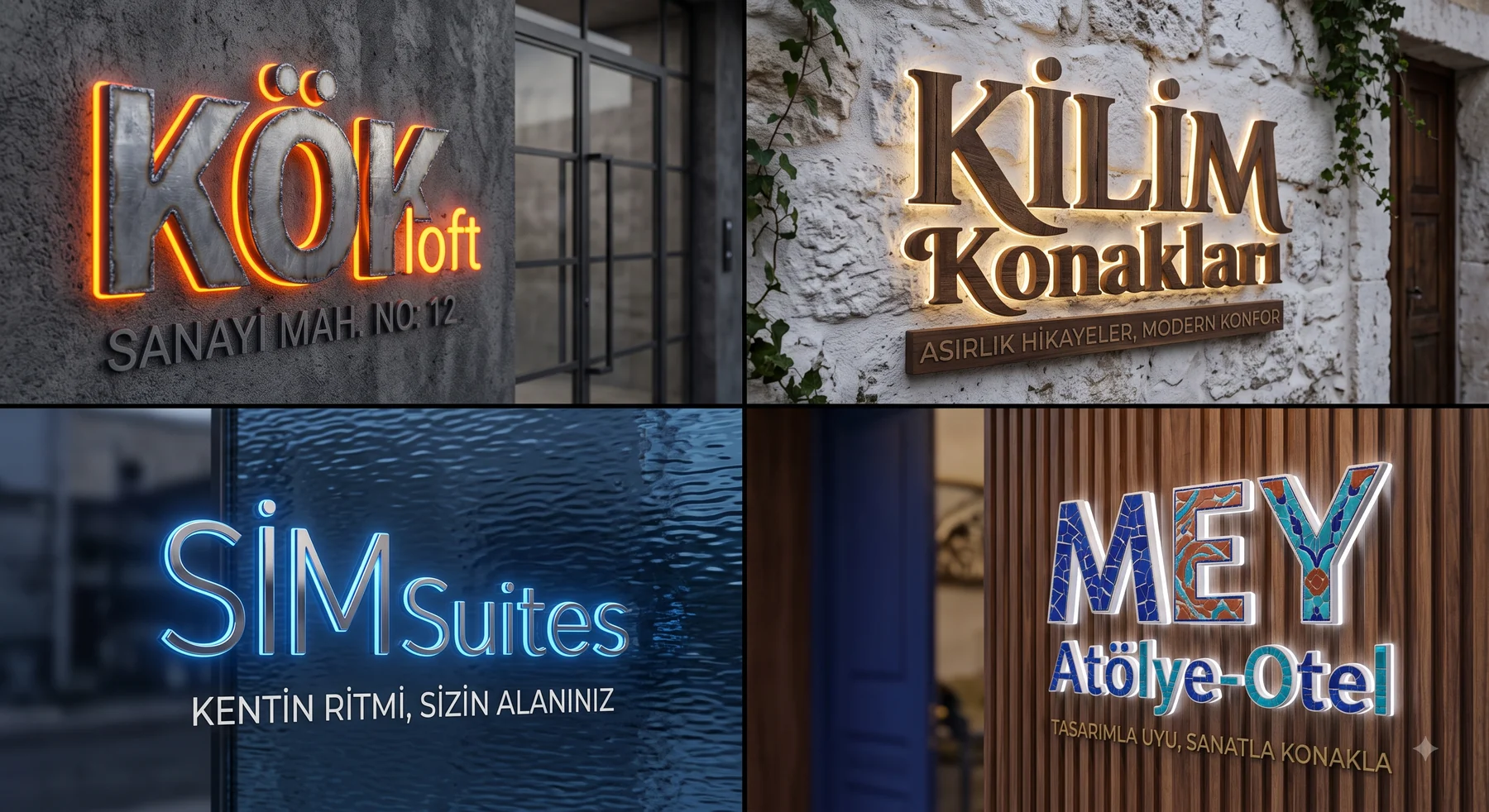 Butik otel ve konaklama tesisi ışıklı tabela uygulamaları