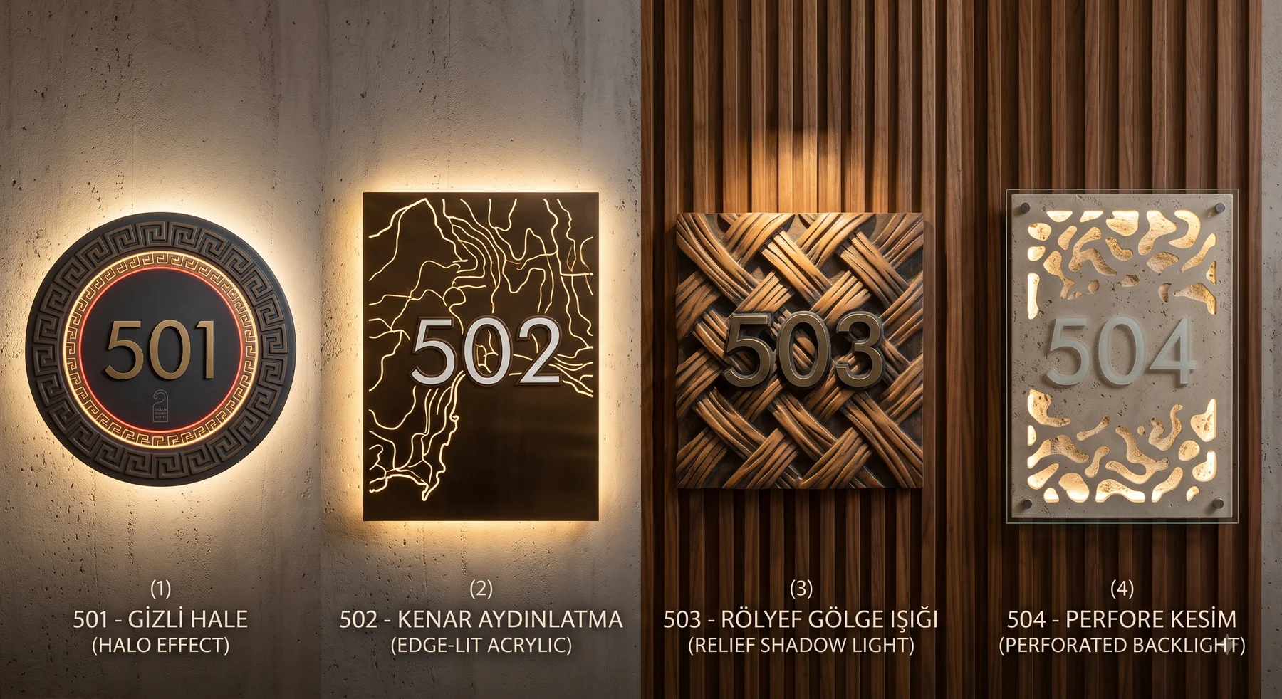 Otel oda numarası ve iç yönlendirme tabelaları